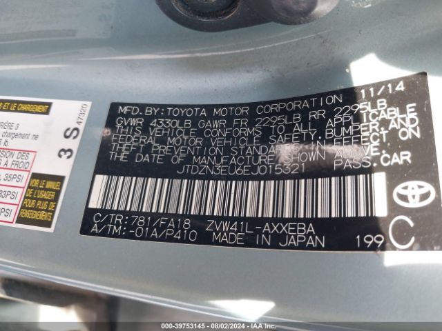 JTDZN3EU6EJ015321 Toyota Prius V Three