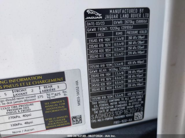 2023 JAGUAR I-PACE SADHD2S10P1630778 Photo 8
