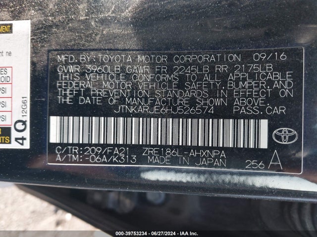 Toyota COROLLA IM 2017 JTNKARJE6HJ526574 Image 9