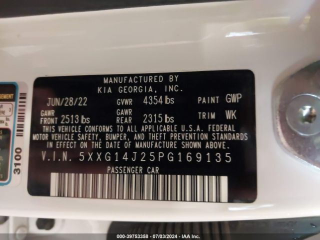 5XXG14J25PG169135 KIA K5 LXS