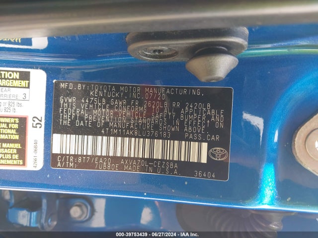 4T1M11AK8LU376183 Toyota CAMRY SE