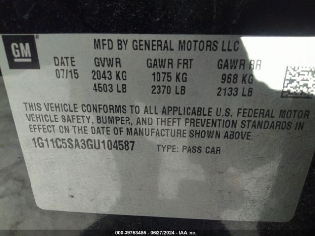 1G11C5SA3GU104587 Chevrolet Malibu Limited Lt