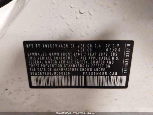 3VWCB7BU6LM058936 Volkswagen Jetta 1.4t R-line/1.4t S/1.4t Se