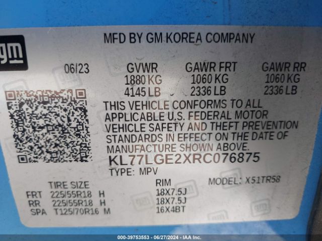 KL77LGE2XRC076875 Chevrolet Trax Fwd 1rs