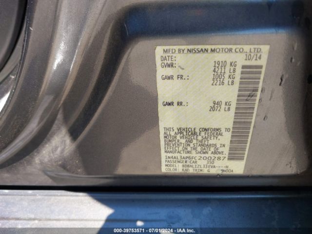 1N4AL3AP6FC200287 Nissan Altima 2.5 Sv