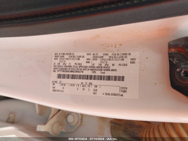 Ford F-250 Xl 2021 1FT7W2B63MED84374 Image 9