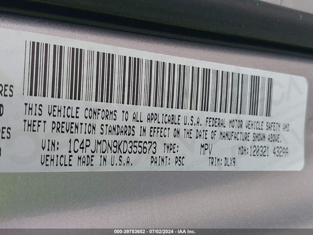 Jeep Cherokee Limited 4x4 2019 1C4PJMDN9KD355673 Image 9