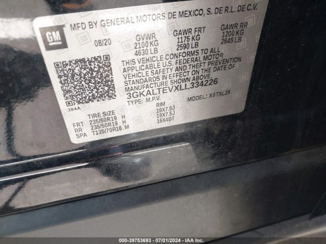 3GKALTEVXLL334226 GMC Terrain Awd Sle
