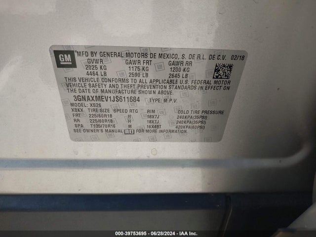 Chevrolet Equinox Premier 2018 3GNAXMEV1JS611684 Image 9