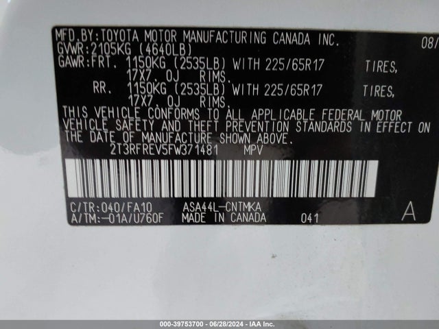 Toyota Rav4 Xle 2015 2T3RFREV5FW371481 Image 9