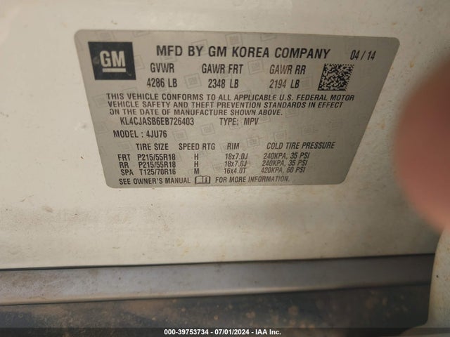 KL4CJASB6EB726403 Buick Encore