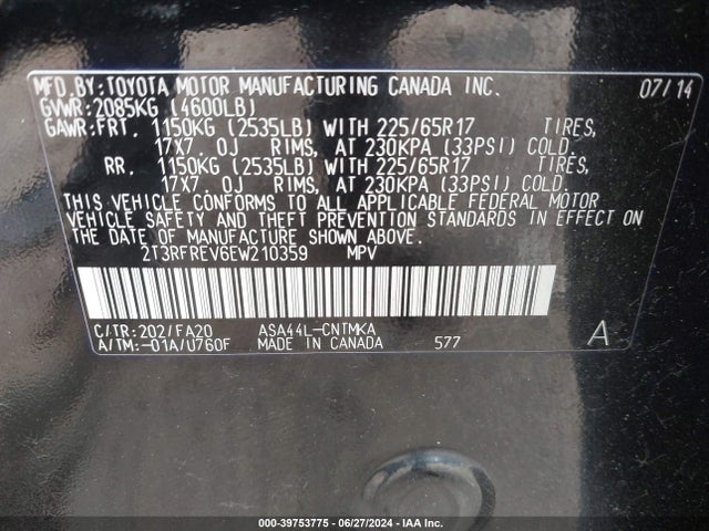 Toyota Rav4 Xle 2014 2T3RFREV6EW210359 Image 9