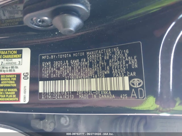 Toyota COROLLA LE 2017 2T1BURHE6HC748156 Image 9