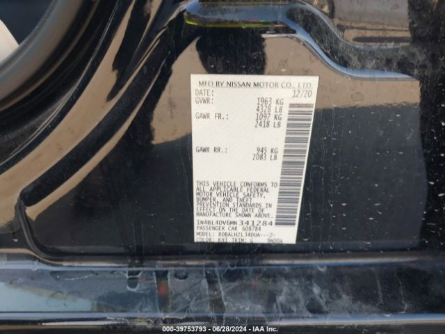 1N4BL4DV6MN341284 Nissan Altima Sv Fwd