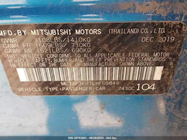 ML32F3FJ7LHF05845 Mitsubishi Mirage G4 Es