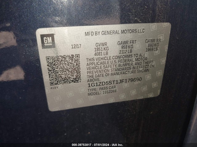 Chevrolet MALIBU LT 2018 1G1ZD5ST1JF179690 Image 9