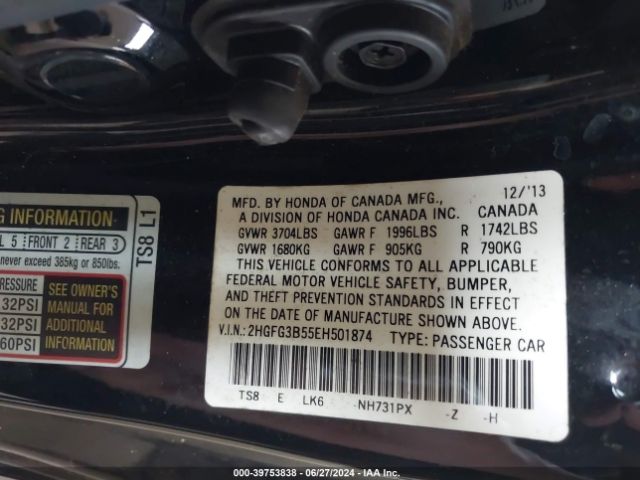 2HGFG3B55EH501874 Honda Civic Lx
