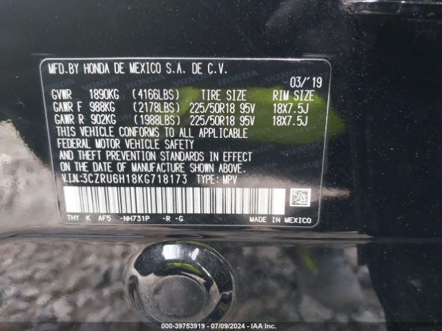 3CZRU6H18KG718173 Honda HR-V SPORT