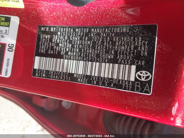 5YFBURHE4EP131074 Toyota Corolla S