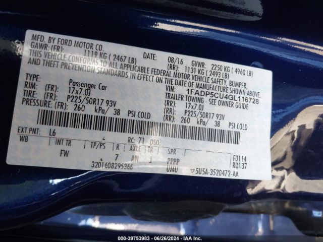 1FADP5CU4GL116728 Ford C-max Energi Sel