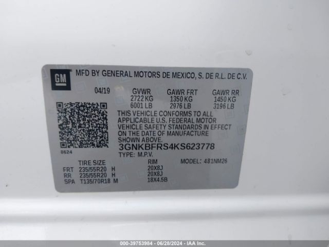 3GNKBFRS4KS623778 Chevrolet Blazer Premier