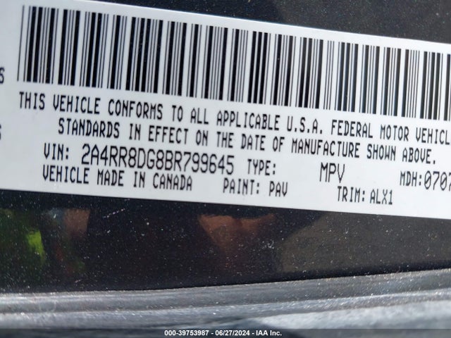 Продаж на аукціоні авто 2011 Chrysler Town & Country Touring-l, vin: 2A4RR8DG8BR799645, номер лоту: 39753987