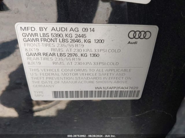 WA1LFAFP2FA047629 Audi Q5 2.0t Premium