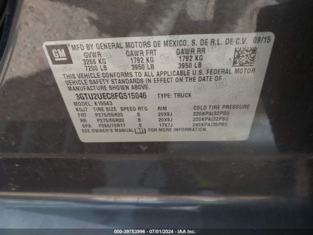 3GTU2UEC8FG515046 GMC Sierra 1500 Sle