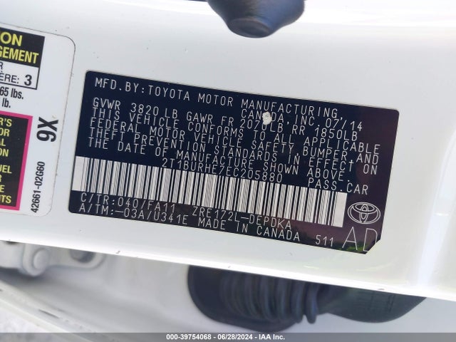 Toyota COROLLA L 2014 2T1BURHE7EC205880 Image 9