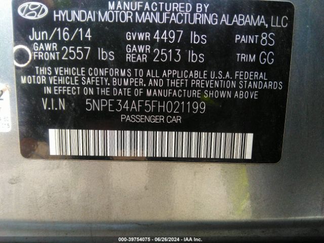 5NPE34AF5FH021199 Hyundai Sonata Sport