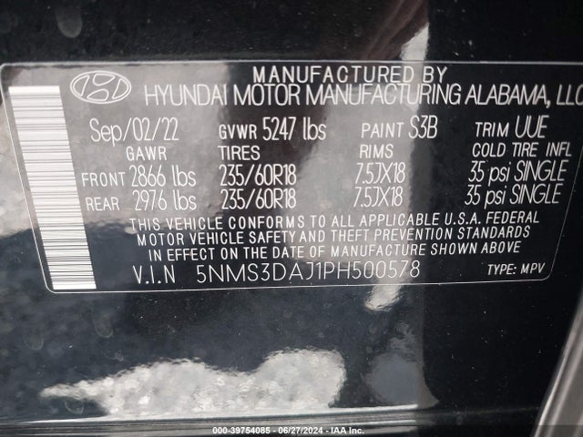 Hyundai Santa Fe Sel 2023 5NMS3DAJ1PH500578 Image 9
