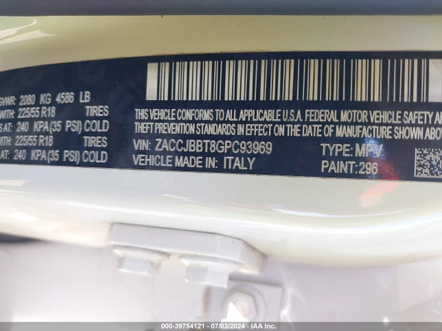 ZACCJBBT8GPC93969 Jeep Renegade Latitude