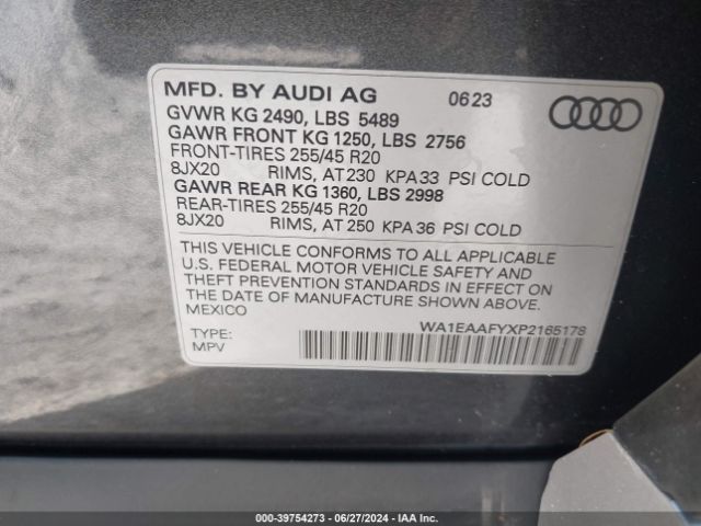 WA1EAAFYXP2165178 Audi Q5 Premium Plus 45 Tfsi S Line Quattro