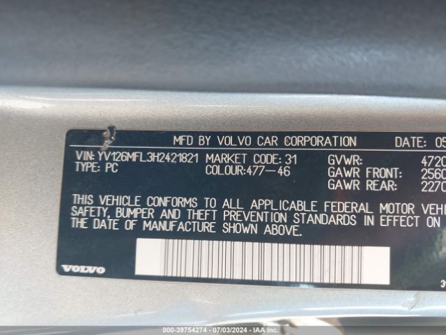 YV126MFL3H2421821 Volvo S60 T5 Dynamic