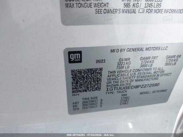 1GTUUBED8PZ272590 GMC Sierra 1500 Sle