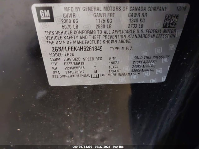 Chevrolet EQUINOX LT 2017 2GNFLFEK4H6261849 Image 9