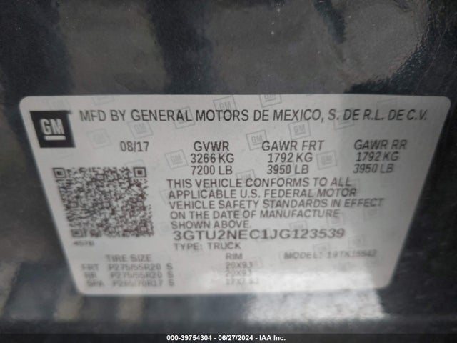 GMC Sierra 1500 Slt 2018 3GTU2NEC1JG123539 Image 9
