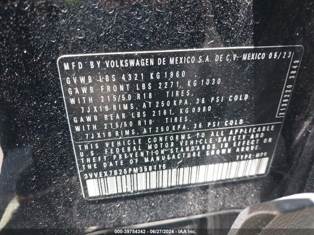 3VVEX7B25PM358115 Volkswagen Taos 1.5t Se