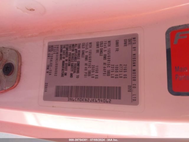 3N6CM0KN2JK694062 Nissan NV200 SV