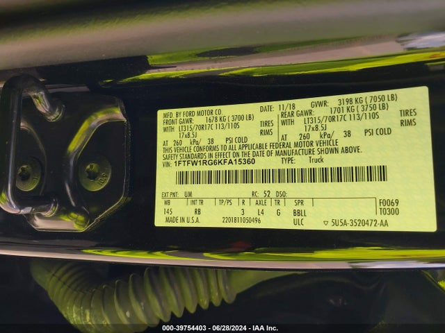 Ford F-150 Raptor 2019 1FTFW1RG6KFA15360 Image 9