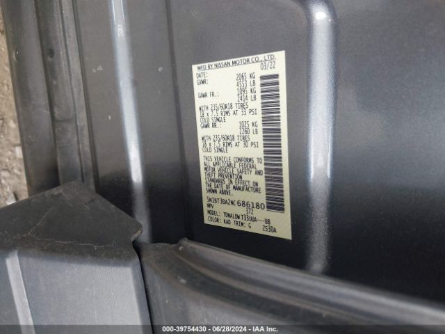 5N1BT3BA2NC686180 Nissan Rogue Sv Fwd