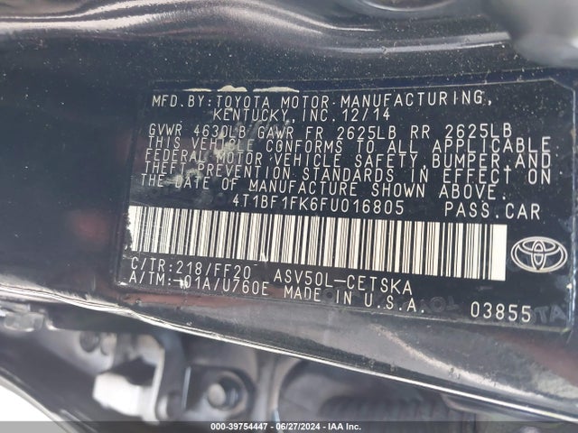 Toyota CAMRY SE 2015 4T1BF1FK6FU016805 Image 9