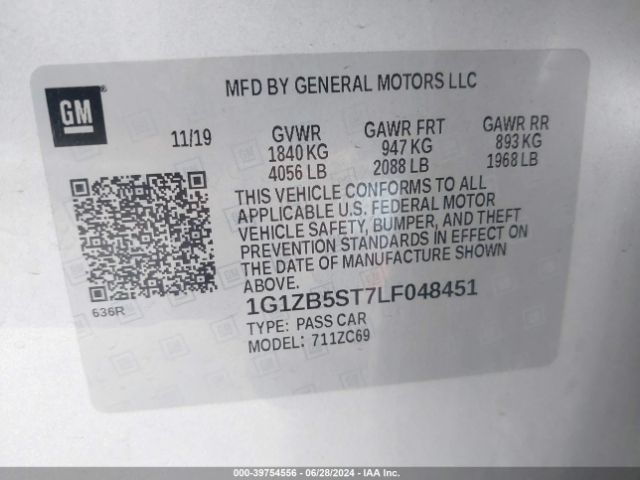 1G1ZB5ST7LF048451 Chevrolet Malibu Fwd Ls