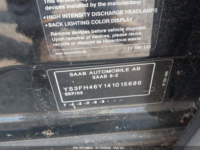 2004 SAAB 9-3 YS3FH46Y141015686 Photo 8