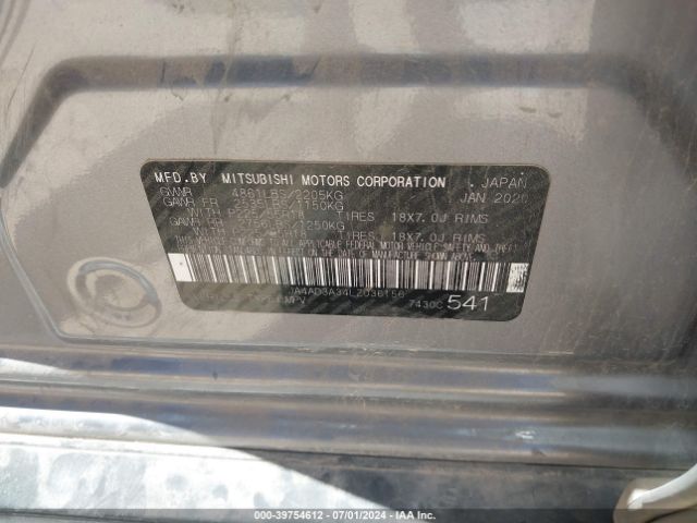 JA4AD3A34LZ036156 Mitsubishi Outlander Le 2.4/se 2.4/sel 2.4/sp 2.4