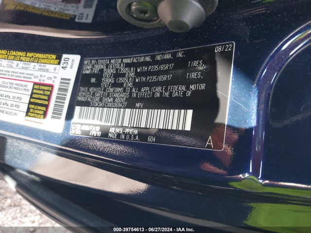5TDKSKFCXNS069427 Toyota SIENNA LE