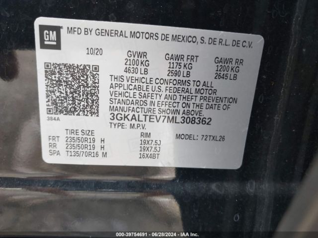 3GKALTEV7ML308362 GMC Terrain Awd Sle