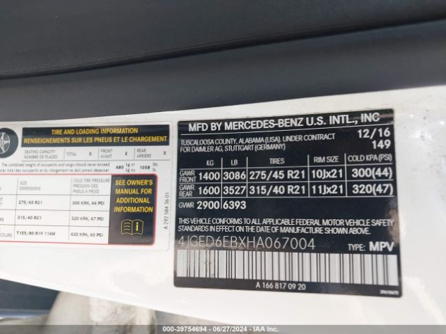 4JGED6EBXHA067004 Mercedes-Benz Amg Gle 43 Coupe 4matic