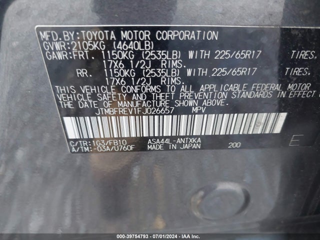 Toyota RAV4 LE 2015 JTMBFREV1FJ026657 Image 9