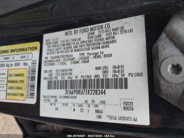 Ford Fusion Hybrid Titanium 2014 3FA6P0RU7ER228344 Image 9